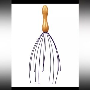 New With Tags/box Wooden Scalp Massager, Stainless Legs, Purple.